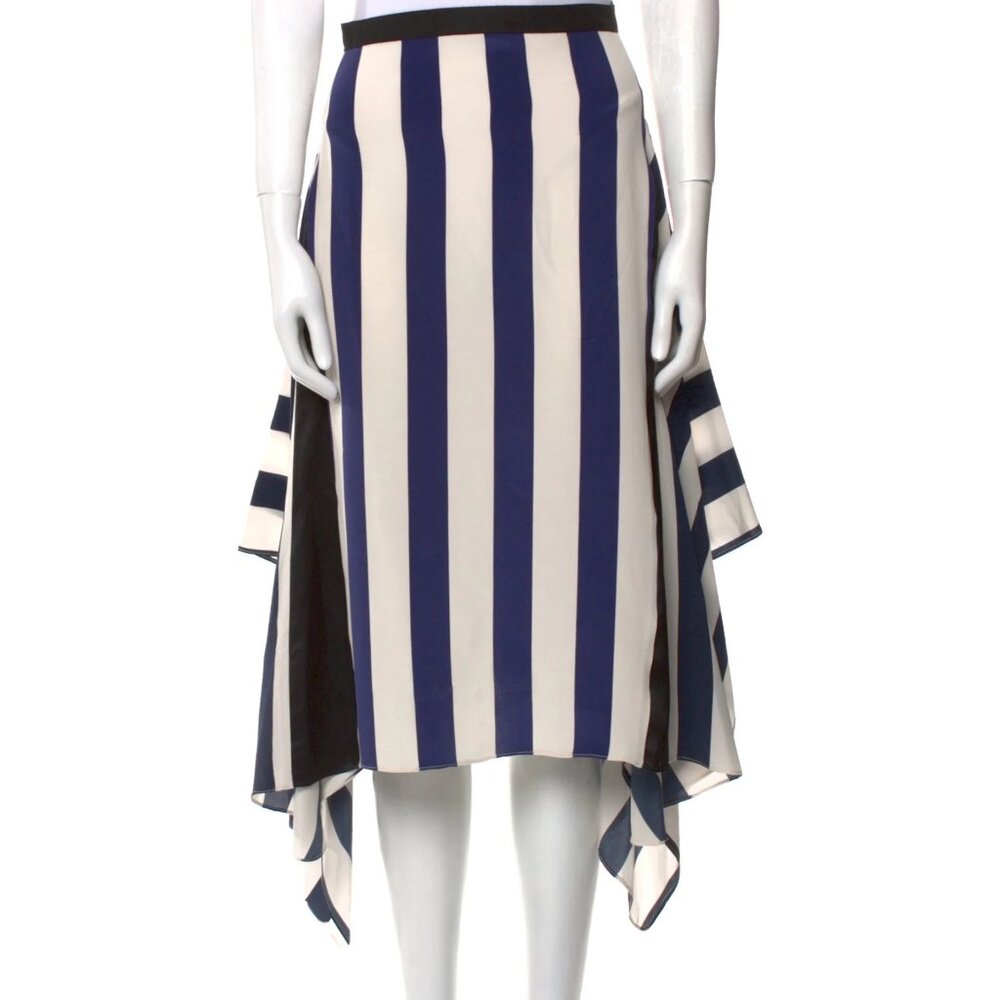 Tome — Striped Silk Asymmetric Handkerchief Skirt — Size S